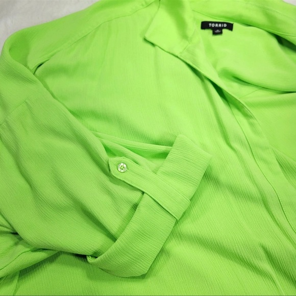 Torrid Vibrant Green Open Front Cardigan Kimono Duster Women’s Plus Size 3X - Picture 5 of 5